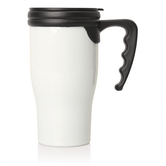 White Double Wall Plastic Travel Mugs